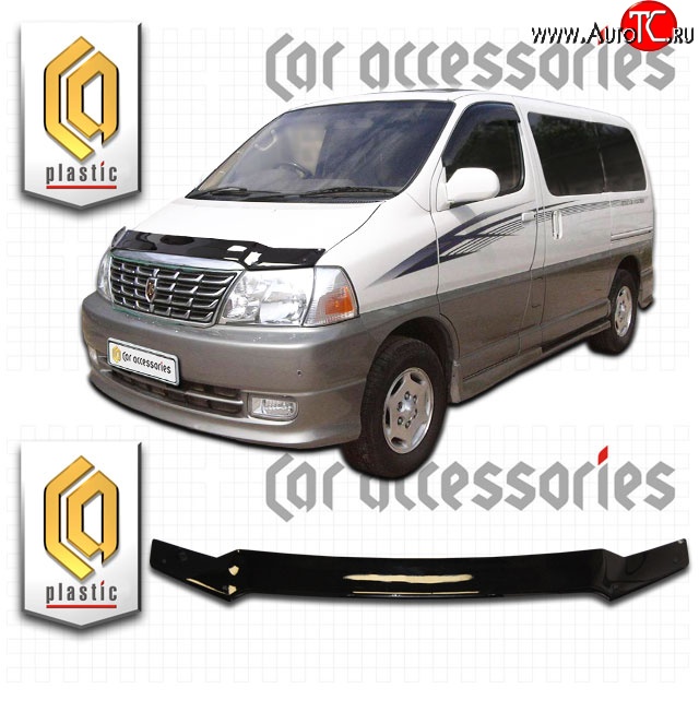 1 999 р. Дефлектор капота CA Plastic  Toyota Granvia  xH10 (1999-2002)  2-ой рестайлинг (Classic черный, Без надписи )  с доставкой в г. Вологда