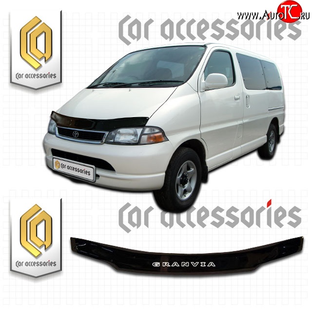 2 079 р. Дефлектор капота CA Plastic  Toyota Granvia  xH10 (1995-1999) дорестайлинг, 1-ый рестайлинг (Classic черный, Без надписи)  с доставкой в г. Вологда