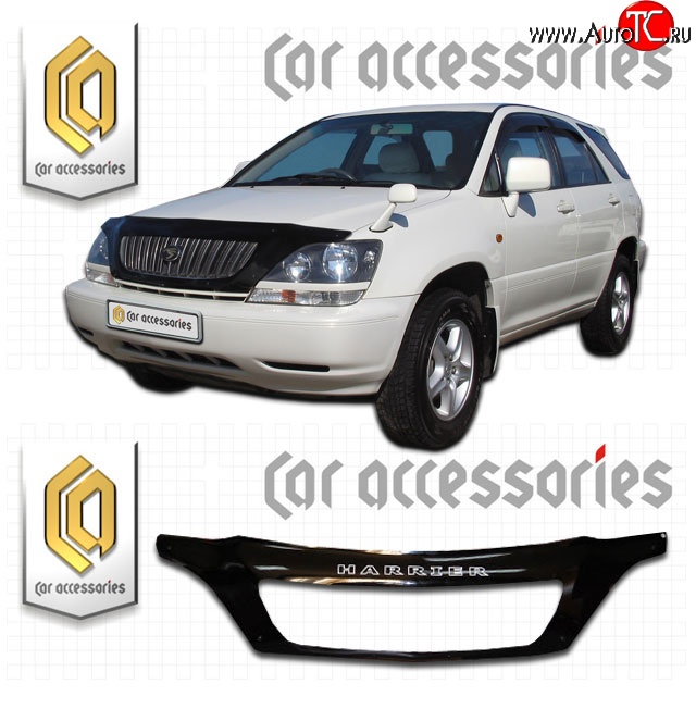 2 599 р. Дефлектор капота CA-Plastic exclusive  Toyota Harrier  XU10 (1997-2003) дорестайлинг, рестайлинг (Classic черный, Без надписи)  с доставкой в г. Вологда