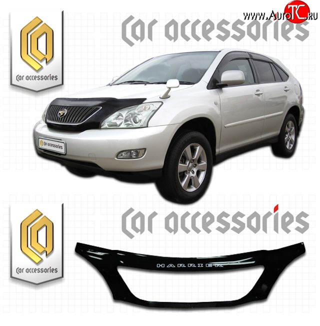 2 899 р. Дефлектор капота CA-Plastic exclusive  Toyota Harrier  XU30 (2003-2013) (Classic черный, Без надписи)  с доставкой в г. Вологда