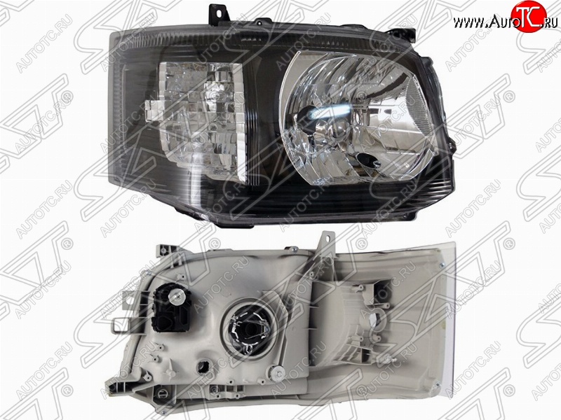 3 399 р. Правая фара передняя SAT (черная) Toyota Hiace H200 минивэн (Япония) 2-ой рестайлинг (2010-2013)  с доставкой в г. Вологда