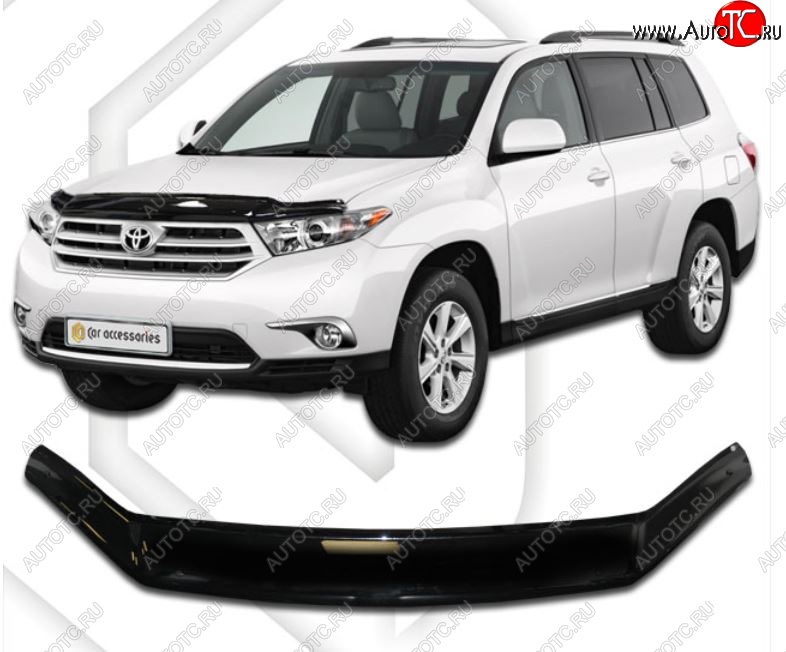 2 159 р. Дефлектор капота CA-Plastiс  Toyota Highlander  XU40 (2010-2013) рестайлинг (Classic черный, Без надписи)  с доставкой в г. Вологда