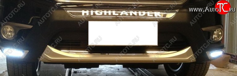 6 549 р. Накладка на передний бампер LED Toyota Highlander XU50 дорестайлинг (2013-2017) (Неокрашенная)  с доставкой в г. Вологда