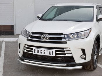 21 449 р. Защита переднего бампера (2 трубы Ø63 и 42 мм, нержавейка) SLITKOFF Toyota Highlander XU50 рестайлинг (2016-2020)  с доставкой в г. Вологда. Увеличить фотографию 2