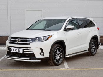 21 449 р. Защита переднего бампера (2 трубы Ø63 и 42 мм, нержавейка) SLITKOFF Toyota Highlander XU50 рестайлинг (2016-2020)  с доставкой в г. Вологда. Увеличить фотографию 3
