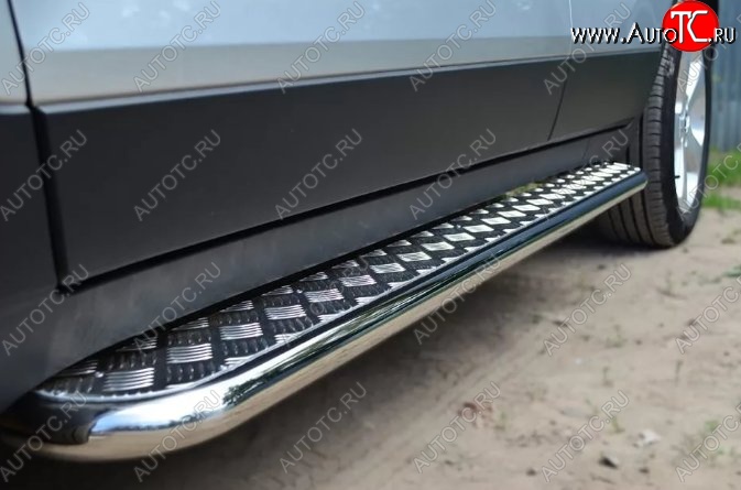 24 649 р. Широкая защита порогов с трубой диаметром 42 мм SLITKOFF Toyota Highlander XU50 дорестайлинг (2013-2017)  с доставкой в г. Вологда
