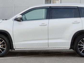 23 799 р. Широкая защита порогов с трубой диаметром 42 мм SLITKOFF v2 Toyota Highlander XU50 дорестайлинг (2013-2017)  с доставкой в г. Вологда. Увеличить фотографию 2