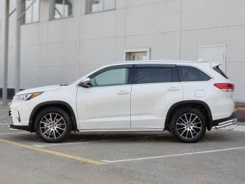 23 799 р. Широкая защита порогов с трубой диаметром 42 мм SLITKOFF v2 Toyota Highlander XU50 дорестайлинг (2013-2017)  с доставкой в г. Вологда. Увеличить фотографию 3