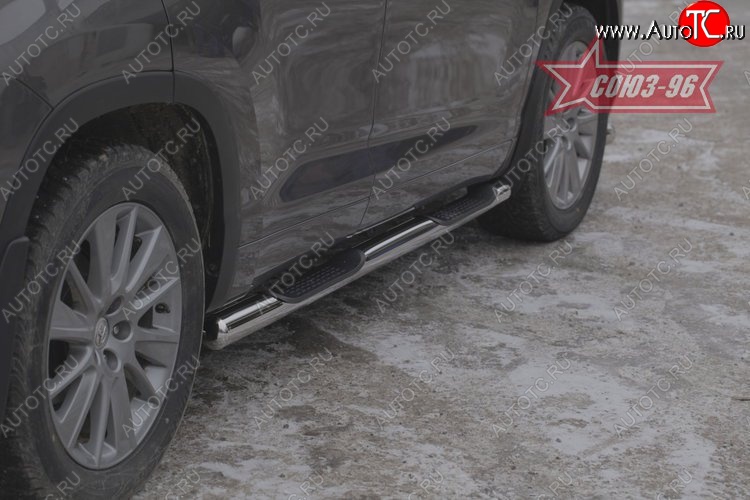 17 819 р. Защита порогов с проступью Souz-96 (d76) Toyota Highlander XU50 дорестайлинг (2013-2017)  с доставкой в г. Вологда