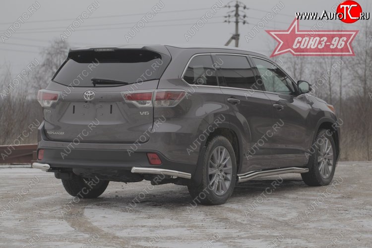 10 259 р. Защита заднего бампера из боковых уголков Souz-96 (d60) Toyota Highlander XU50 дорестайлинг (2013-2017)  с доставкой в г. Вологда