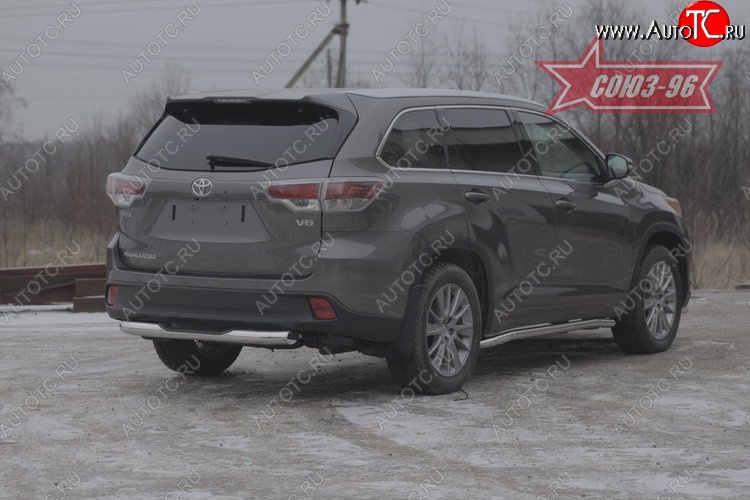 1 169 р. Защита заднего бампера с проступью Souz-96 (d76) Toyota Highlander XU50 дорестайлинг (2013-2017)  с доставкой в г. Вологда