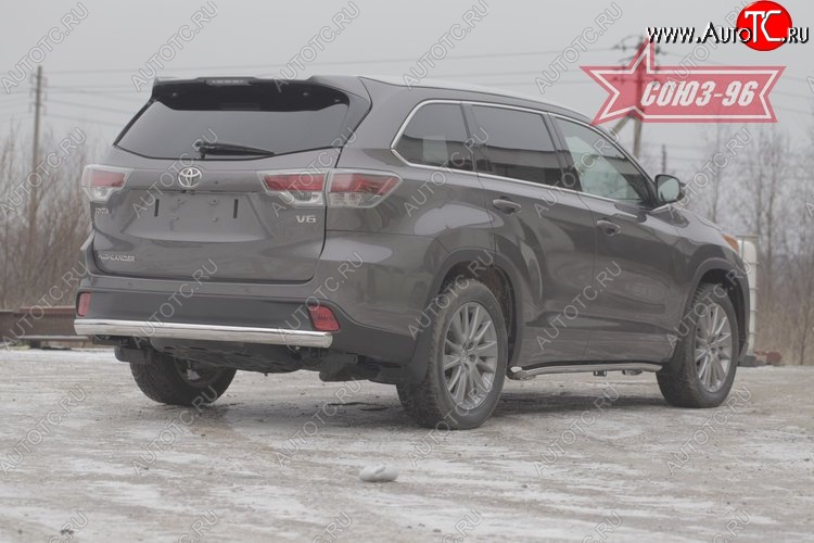 1 169 р. Защита заднего бампера Souz-96 рестайлинг (овал 75х42) Toyota Highlander XU50 дорестайлинг (2013-2017)  с доставкой в г. Вологда