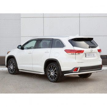 17 999 р. Защита заднего бампера (Ø63 мм, нержавейка) SLITKOFF Toyota Highlander XU50 рестайлинг (2016-2020)  с доставкой в г. Вологда. Увеличить фотографию 2