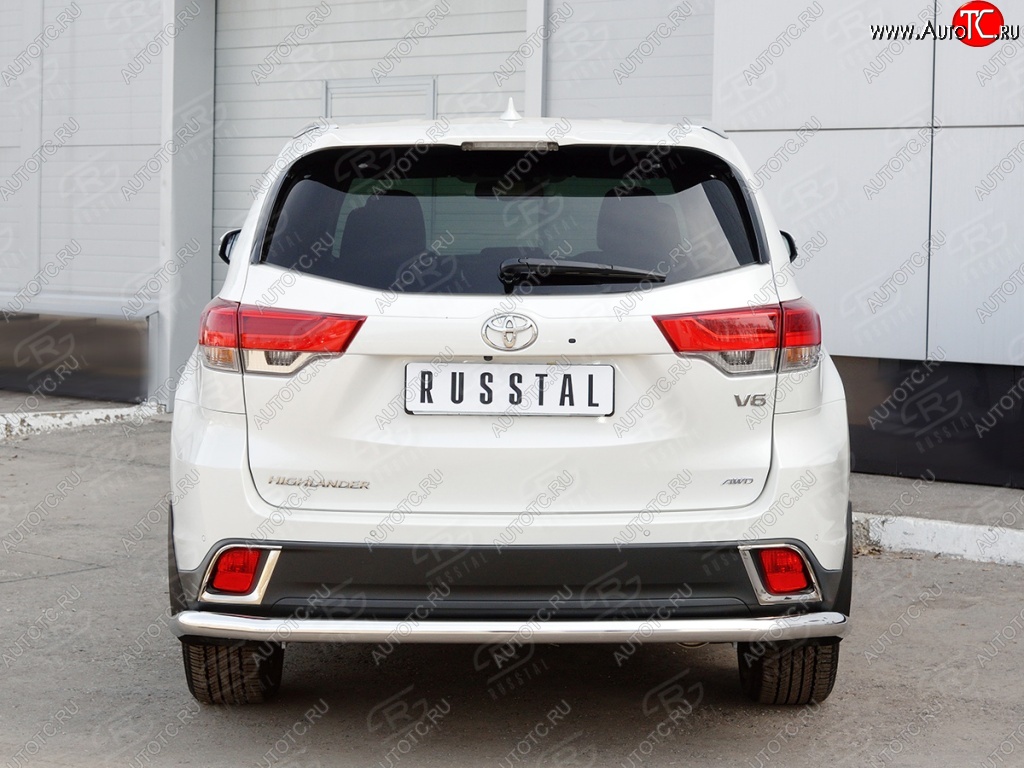 17 999 р. Защита заднего бампера (Ø63 мм, нержавейка) SLITKOFF Toyota Highlander XU50 рестайлинг (2016-2020)  с доставкой в г. Вологда