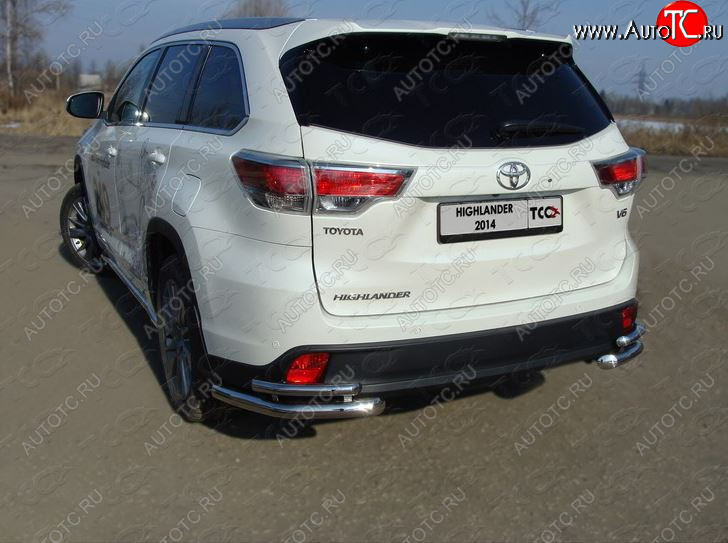 24 999 р. Защита заднего бампера (уголки двойные) ТСС 60,3/42,4 мм Toyota Highlander XU50 дорестайлинг (2013-2017)  с доставкой в г. Вологда