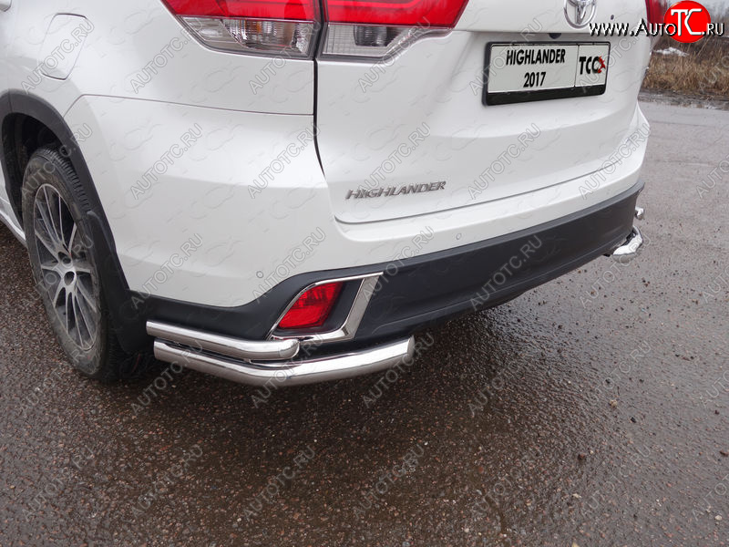 24 999 р. Защита заднего бампера (уголки двойные) ТСС 60,3/42,4 мм Toyota Highlander XU50 рестайлинг (2016-2020)  с доставкой в г. Вологда
