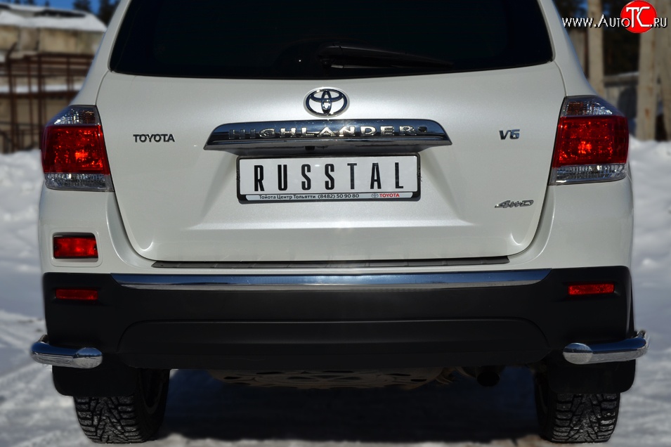 13 949 р. Защита заднего бампера (Ø63 мм уголки, нержавейка) SLITKOFF Toyota Highlander XU40 рестайлинг (2010-2013)  с доставкой в г. Вологда