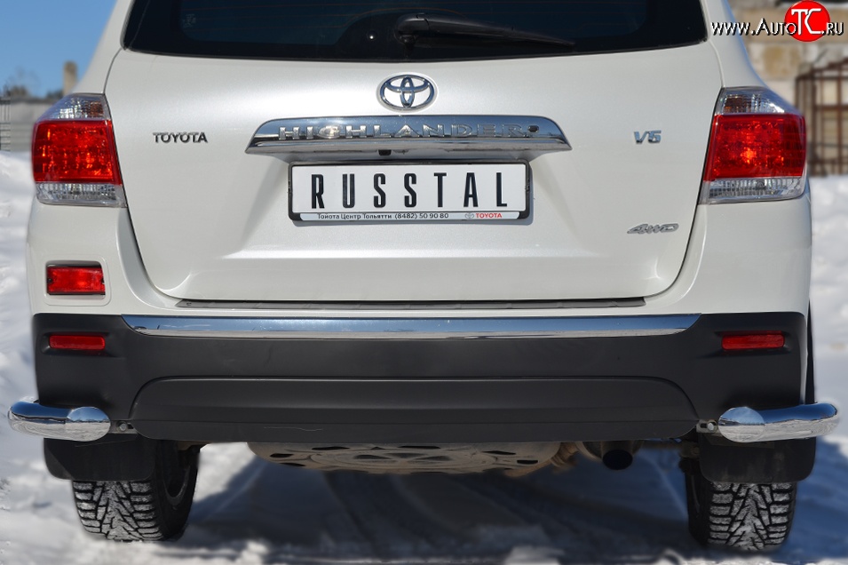 11 299 р. Защита заднего бампера (Ø76 мм уголки, нержавейка) SLITKOFF Toyota Highlander XU40 рестайлинг (2010-2013)  с доставкой в г. Вологда