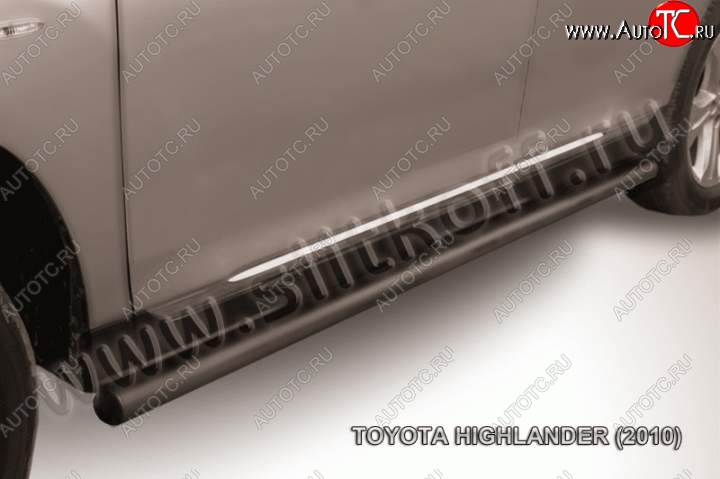 11 949 р. Защита порогов Slitkoff Toyota Highlander XU40 рестайлинг (2010-2013) (Цвет: серебристый)  с доставкой в г. Вологда