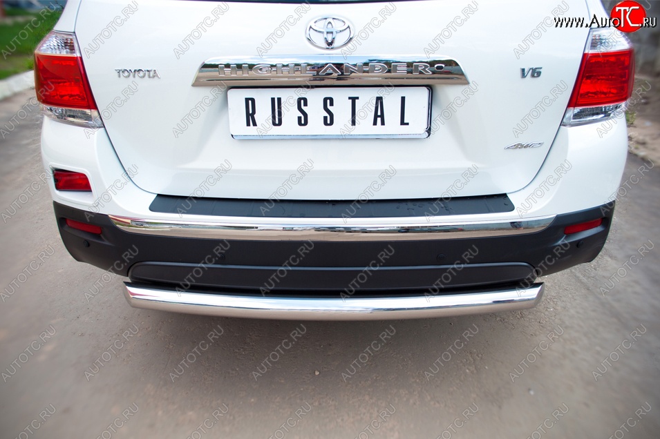 14 799 р. Защита заднего бампера (Ø76 мм, нержавейка) SLITKOFF Toyota Highlander XU40 рестайлинг (2010-2013)  с доставкой в г. Вологда