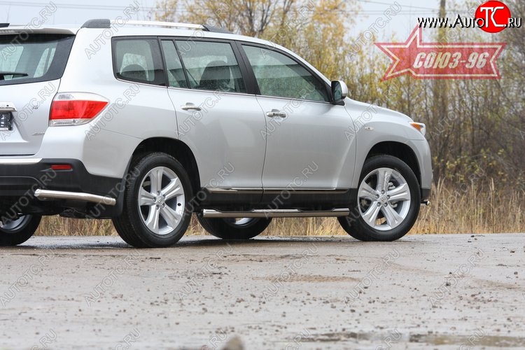 10 259 р. Защита заднего бампера из двух боковых уголков (d60) SOUZ-96 Toyota Highlander XU40 рестайлинг (2010-2013)  с доставкой в г. Вологда