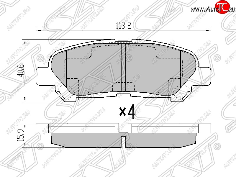 659 р. Колодки тормозные SAT (задние)  Toyota Highlander  XU40 (2007-2013) дорестайлинг, рестайлинг  с доставкой в г. Вологда