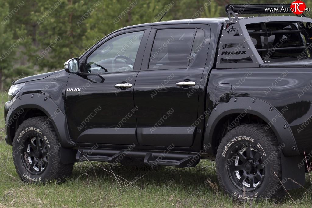 27 549 р. Расширитель арки RA (вылет 50 мм, комплект) Toyota Hilux AN120 дорестайлинг (2016-2020) (Поверхность шагрень)  с доставкой в г. Вологда