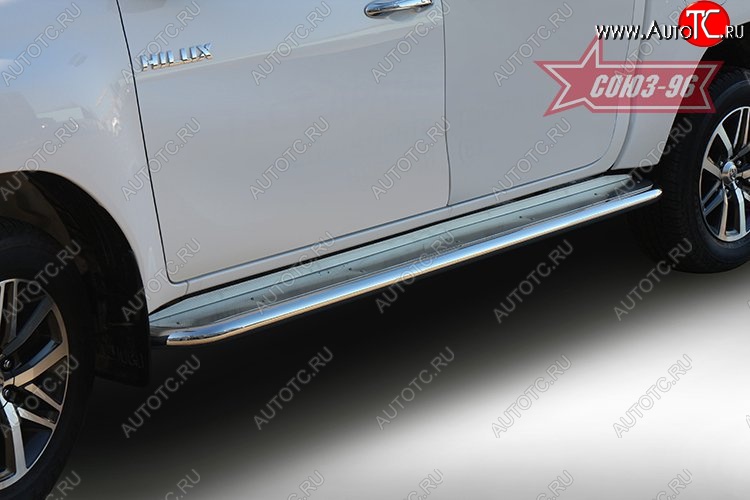 21 689 р. Защита порогов с листом Souz-96 (d60). Toyota Hilux AN120 дорестайлинг (2016-2020)  с доставкой в г. Вологда