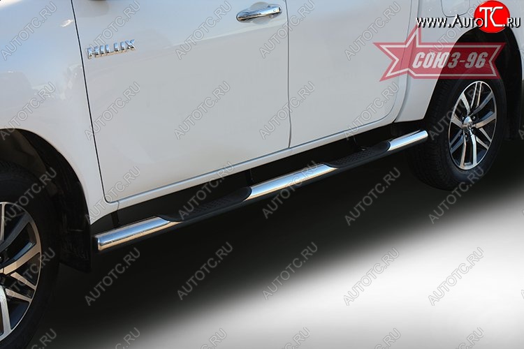 17 369 р. Защита порогов с проступью Souz-96 (d76) Toyota Hilux AN120 дорестайлинг (2016-2020)  с доставкой в г. Вологда