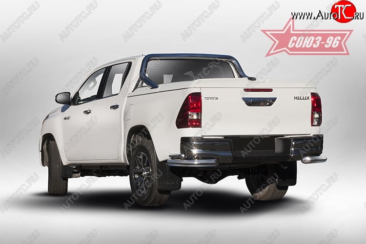 17 369 р. Защита заднего бампера из двойных боковых уголков Souz-96 (d76/42) Toyota Hilux AN120 дорестайлинг (2016-2020)  с доставкой в г. Вологда