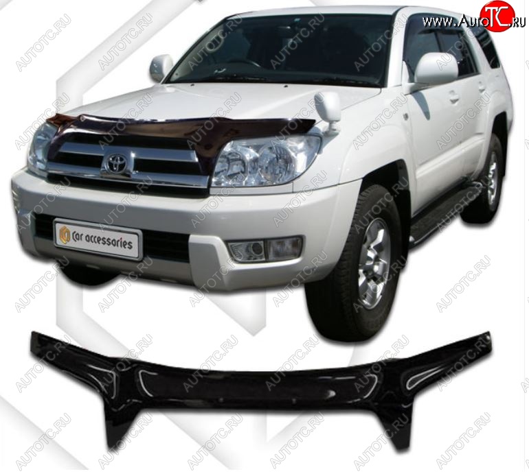 2 599 р. Дефлектор капота (N215) CA-Plastiс  Toyota Hilux Surf  N210 (2002-2005) дорестайлинг (Classic черный, Без надписи)  с доставкой в г. Вологда