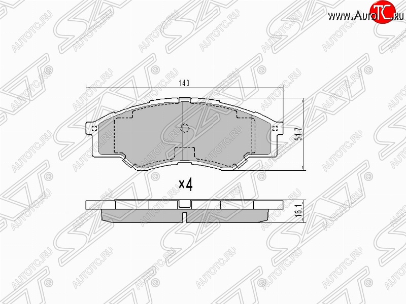 739 р. Колодки тормозные (передние) (короткая база) SAT Toyota Hilux AN10,AN20 дорестайлинг (2004-2008)  с доставкой в г. Вологда