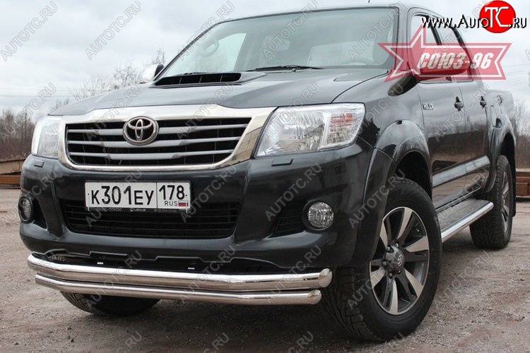 9 629 р. Защита переднего бампера двойная Souz-96 (d76/60) Toyota Hilux AN20,AN30  2-ой рестайлинг (2011-2016)  с доставкой в г. Вологда