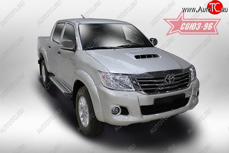 9 899 р. Пороги из алюминиевого профиля Souz-96 Toyota Hilux AN20,AN30  2-ой рестайлинг (2011-2016)  с доставкой в г. Вологда