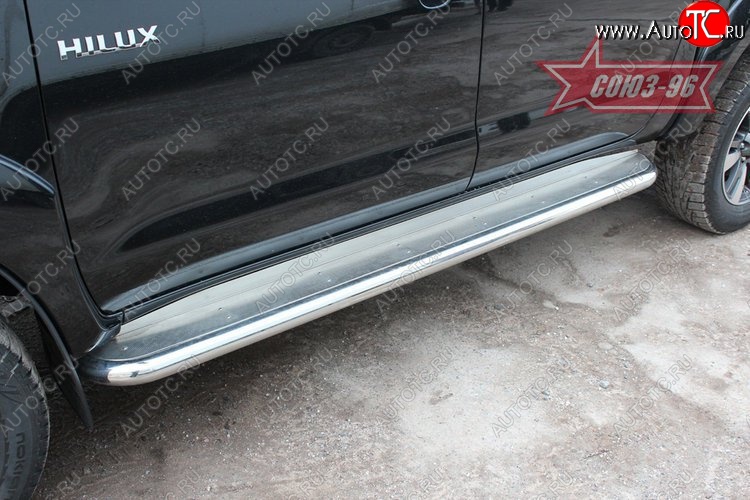 21 689 р. Защита порогов с листом Souz-96 (d60). Toyota Hilux AN10,AN20 дорестайлинг (2004-2008)  с доставкой в г. Вологда