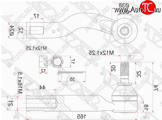 739 р. Правый наконечник рулевой тяги SAT Toyota Ipsum ACM20 дорестайлинг (2001-2003)  с доставкой в г. Вологда