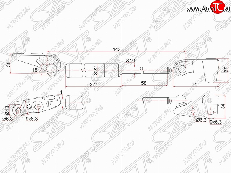 1 199 р. Левый газовый упор крышки багажника SAT Toyota Ipsum ACM20 дорестайлинг (2001-2003)  с доставкой в г. Вологда