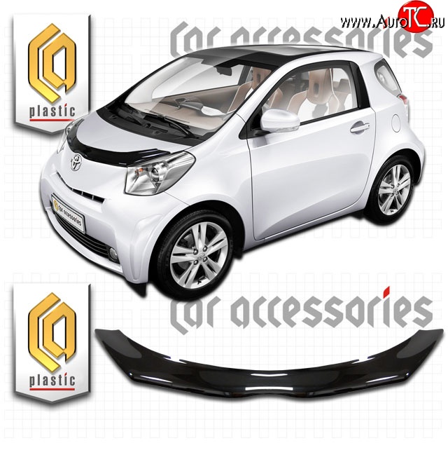 2 079 р. Дефлектор капота CA-Plastic  Toyota IQ (2008-2016) (Classic черный, Без надписи)  с доставкой в г. Вологда
