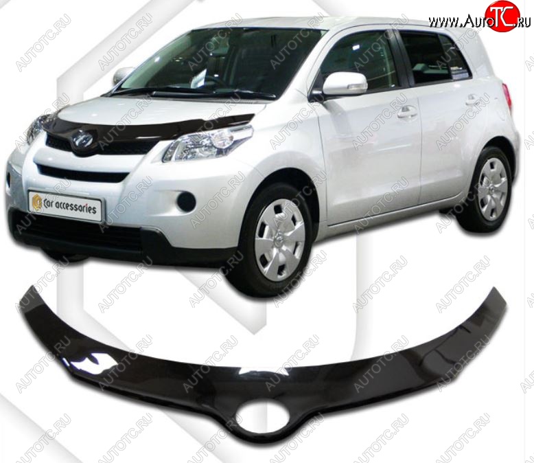 2 399 р. Дефлектор капота CA-Plastiс exclusive Toyota Ist XP110 (2007-2016) (Classic черный, Без надписи)  с доставкой в г. Вологда