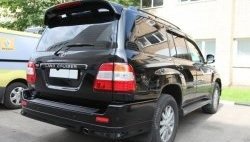 8 149 р. Накладка на задний бампер CT Toyota Land Cruiser 100 дорестайлинг (1998-2002) (Неокрашенная)  с доставкой в г. Вологда. Увеличить фотографию 2