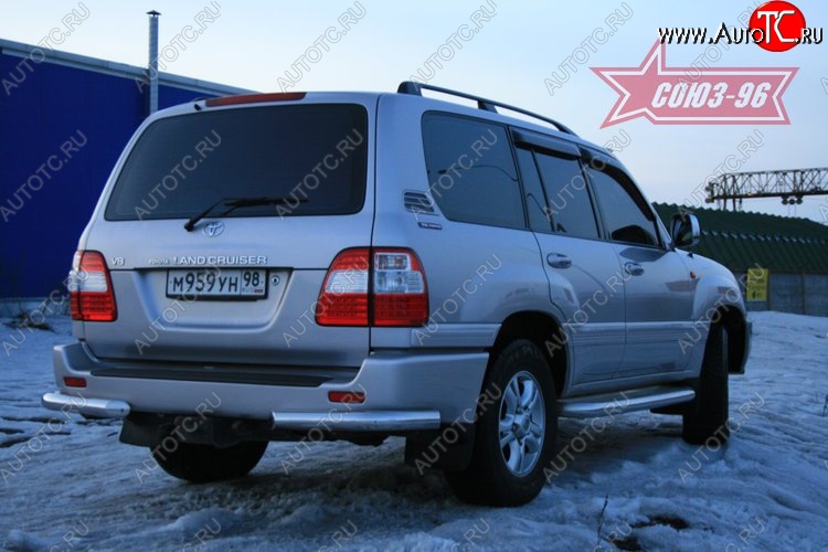 12 419 р. Защита заднего бампера из боковых уголков Souz-96 (d76) Toyota Land Cruiser 10 100 дорестайлинг (1998-2002)  с доставкой в г. Вологда