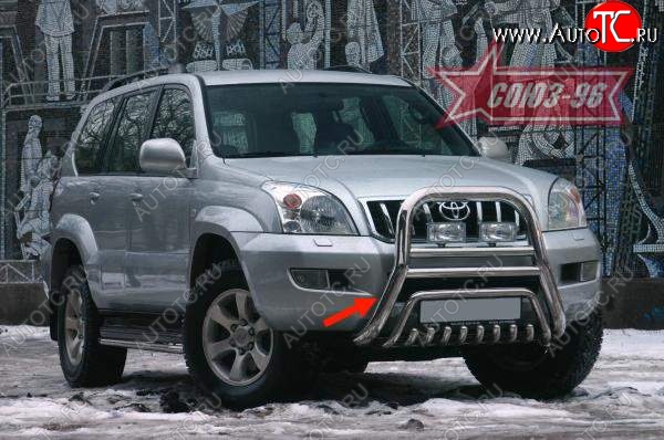 26 009 р. Защита переднего бампера Souz-96 (d76 и 51) Toyota Land Cruiser Prado J120 (2002-2009)  с доставкой в г. Вологда