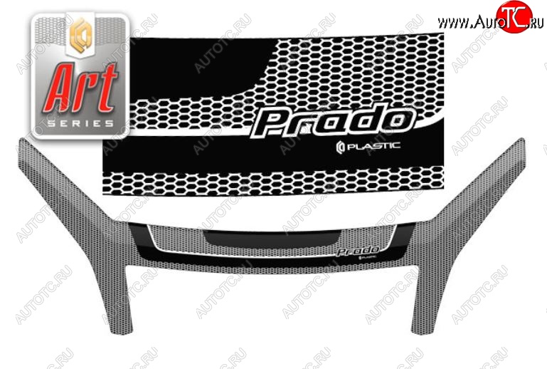 3 199 р. Дефлектор капота CA-Plastic exclusive  Toyota Land Cruiser Prado  J120 (2002-2009) (Серия Art черная)  с доставкой в г. Вологда