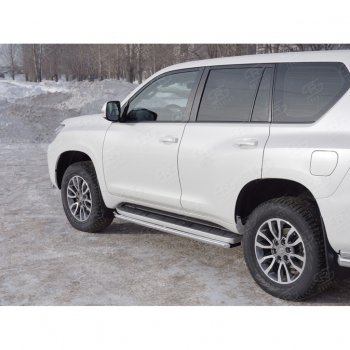 15 999 р. Защита порогов (Ø42 мм, нержавейка) SLITKOFF Toyota Land Cruiser Prado J150 2-ой рестайлинг (2017-2020)  с доставкой в г. Вологда. Увеличить фотографию 3