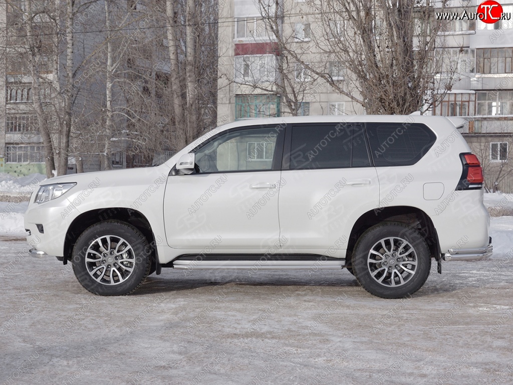 15 999 р. Защита порогов (Ø42 мм, нержавейка) SLITKOFF Toyota Land Cruiser Prado J150 2-ой рестайлинг (2017-2020)  с доставкой в г. Вологда