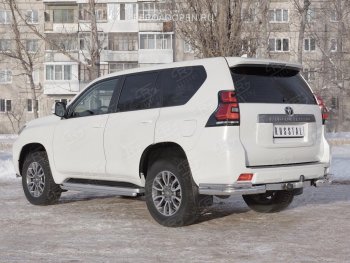 16 299 р. Защита заднего бампера (2 трубы Ø76 и 42 мм уголки, нержавейка) SLITKOFF Toyota Land Cruiser Prado J150 2-ой рестайлинг (2017-2020)  с доставкой в г. Вологда. Увеличить фотографию 2