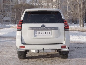 10 999 р. Защита заднего бампера (Ø76 мм уголки, нержавейка) SLITKOFF Toyota Land Cruiser Prado J150 2-ой рестайлинг (2017-2020)  с доставкой в г. Вологда. Увеличить фотографию 2