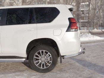 10 999 р. Защита заднего бампера (Ø76 мм уголки, нержавейка) SLITKOFF Toyota Land Cruiser Prado J150 2-ой рестайлинг (2017-2020)  с доставкой в г. Вологда. Увеличить фотографию 3