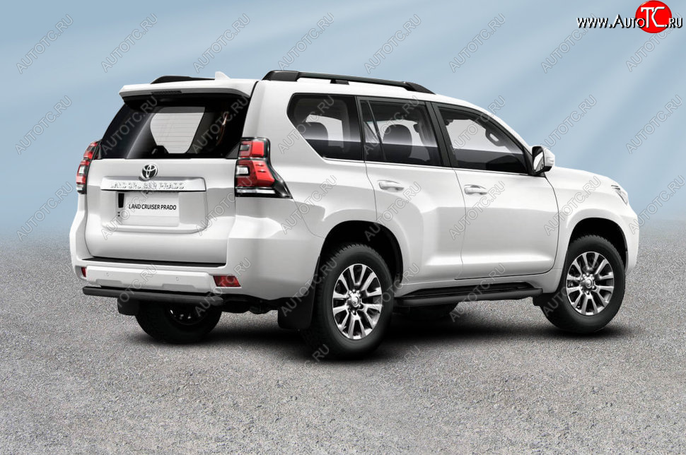 8 249 р. Защита заднего бампера Slitkoff (Ø 57 мм, короткая) Toyota Land Cruiser Prado J150 2-ой рестайлинг (2017-2020) (Сталь с полимерным покрытием. Цвет: черный)  с доставкой в г. Вологда