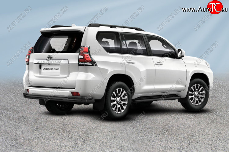 13 499 р. Защита заднего бампера Slitkoff (Ø 76+Ø 42, двойная) Toyota Land Cruiser Prado J150 2-ой рестайлинг (2017-2020) (Сталь с полимерным покрытием. Цвет: черный)  с доставкой в г. Вологда
